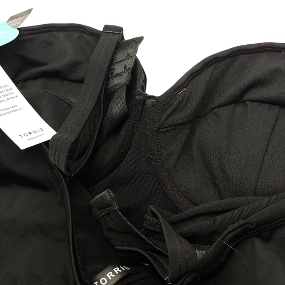 NEW Torrid | Black Lattice & Hot Pink Peekaboo Push-Up Demi Swimsuit One Piece 1 - Picture 9 of 15